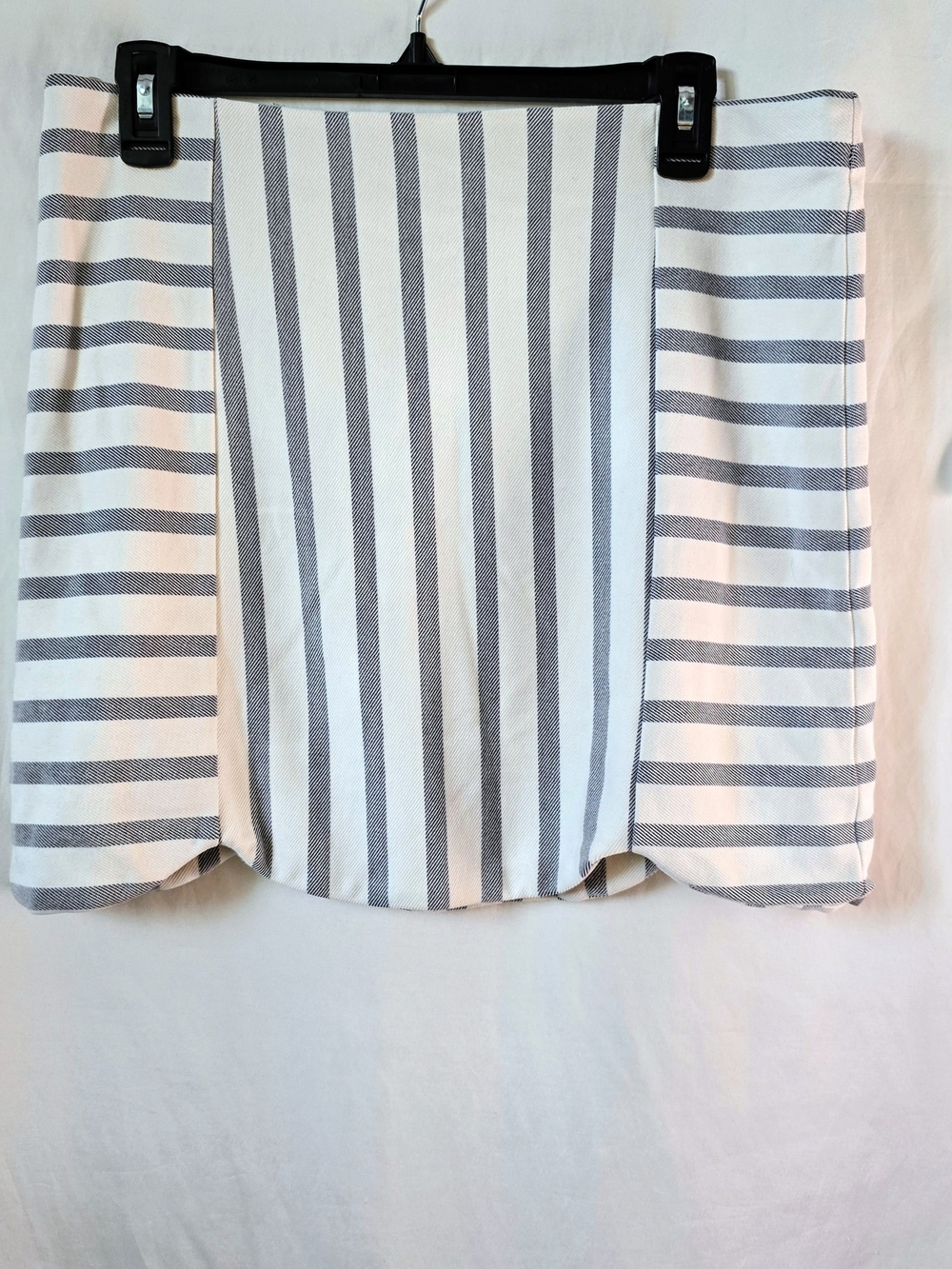 Topshop Striped Scallop Hem Mini Skirt 10 Preppy White Gray Y2k Nautical Stretch